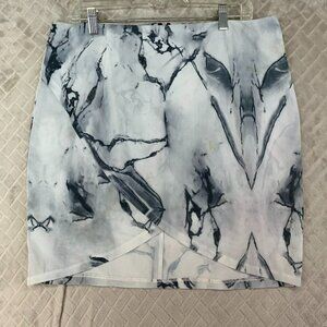 Akira Womens 1XL Mini Tulip Skirt Gray Marble Chiffon